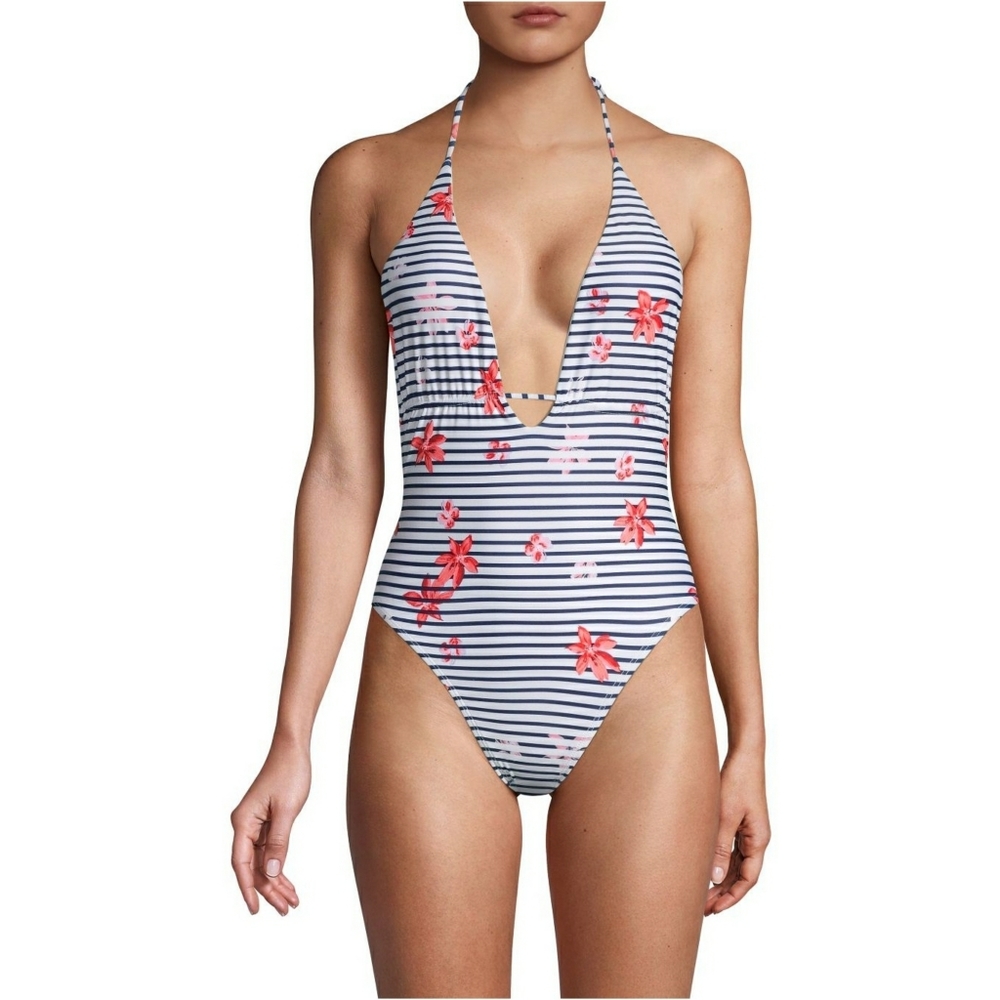 L*Space Striped with Flowers One Piece Halter
